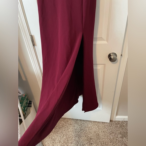 Lulu’s Enchanting Romantic Burgundy Off-the-Shoulder Maxi Dress - Picture 3 of 7